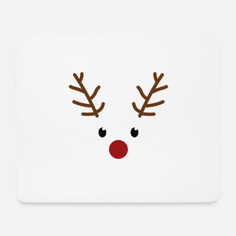 Weihnachts Rentier Gesicht mit roter Nase - Mousepad (Querformat) - Weiß