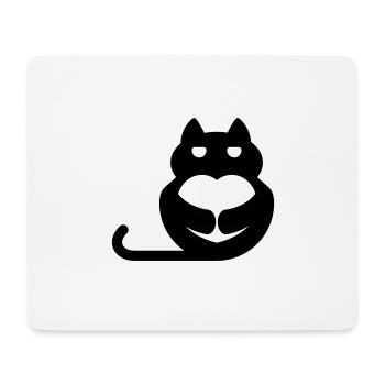 Chat avec coeur - Tapis de souris (format paysage) - blanc - Devant