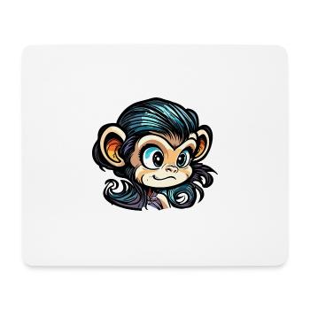 Cute Monkey / Monkey Girl / Cute / Hair Bow - Mouse Pad (horizontal) - white - Front