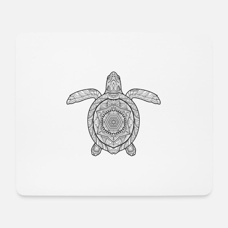 Schildkröte Mandala Turtle Kunst Abstrakt - Mousepad (Querformat) - Weiß