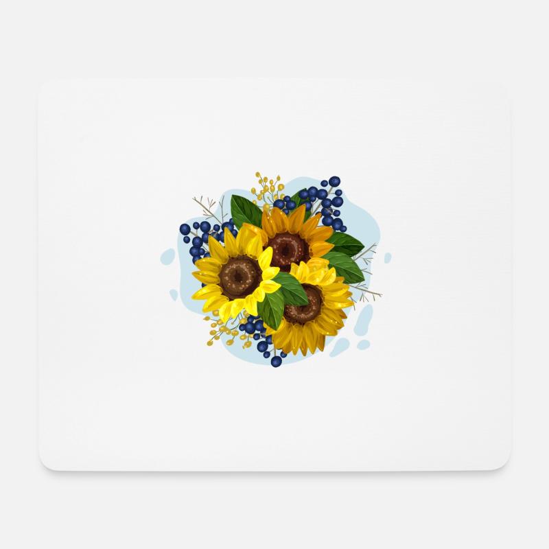 Blumenstrauss Sonnenblume - Mousepad (Querformat) - Weiß