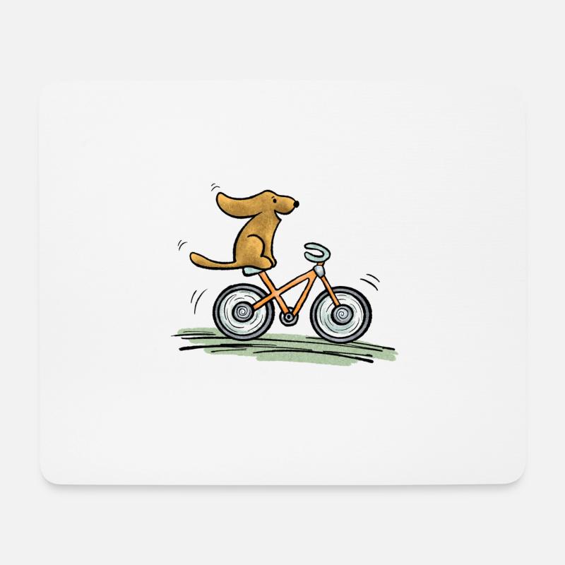 Hund auf Fahrrad - Mousepad (Querformat) - Weiß
