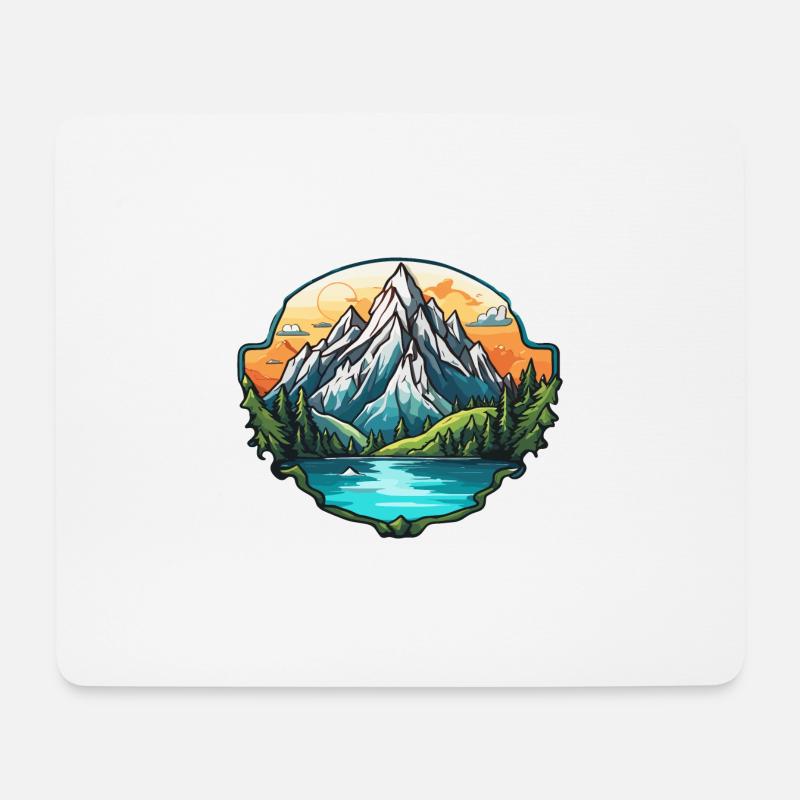 Berg / Alpen / Gipfel / Natur / Wald / Gestein - Mousepad (Querformat) - Weiß