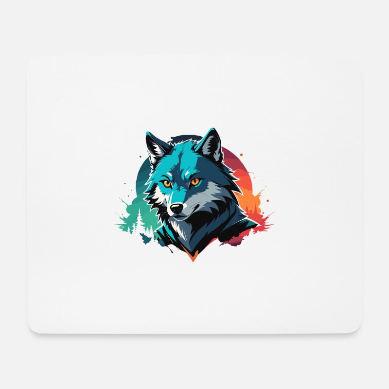 Wolf Canine Colorful Illustration - Mouse Pad (horizontal) - white
