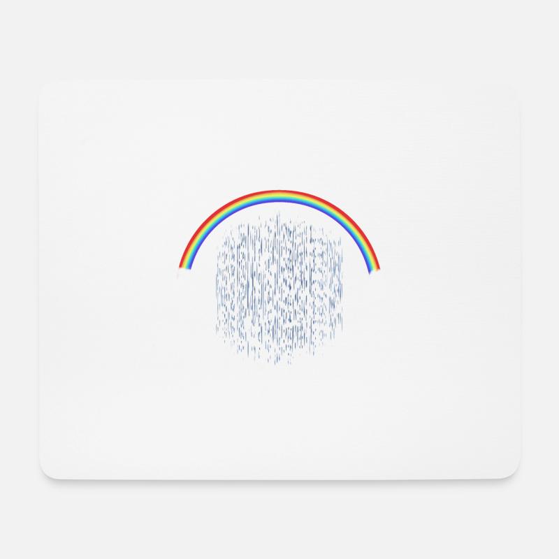 Rainbow with Rain Drops Pattern - Mouse Pad (horizontal) - white