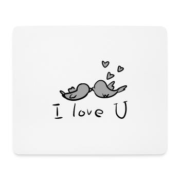 Je t’aime les oiseaux couple d’animaux - Tapis de souris (format paysage) - blanc - Devant