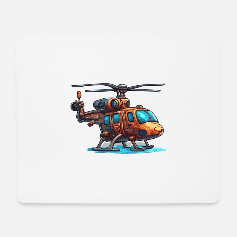 Hélicoptère / Hélicoptère / Vol / Aviation - Tapis de souris (format paysage) - blanc