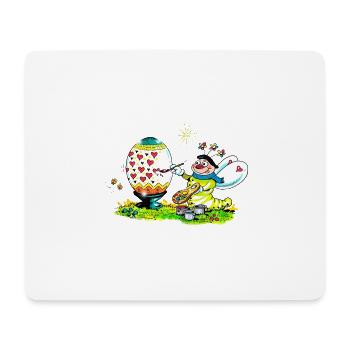 Blühwürmchen bemalt ein herziges Osterei - Mousepad (Querformat) - Weiß - Vorne