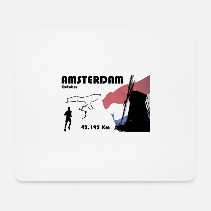 Amsterdam marathon - Tapis de souris (format paysage) - blanc