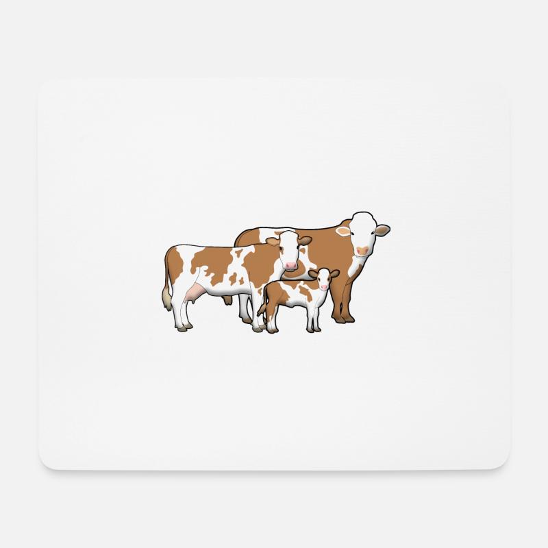 Kuhfamilie - Mousepad (Querformat) - Weiß