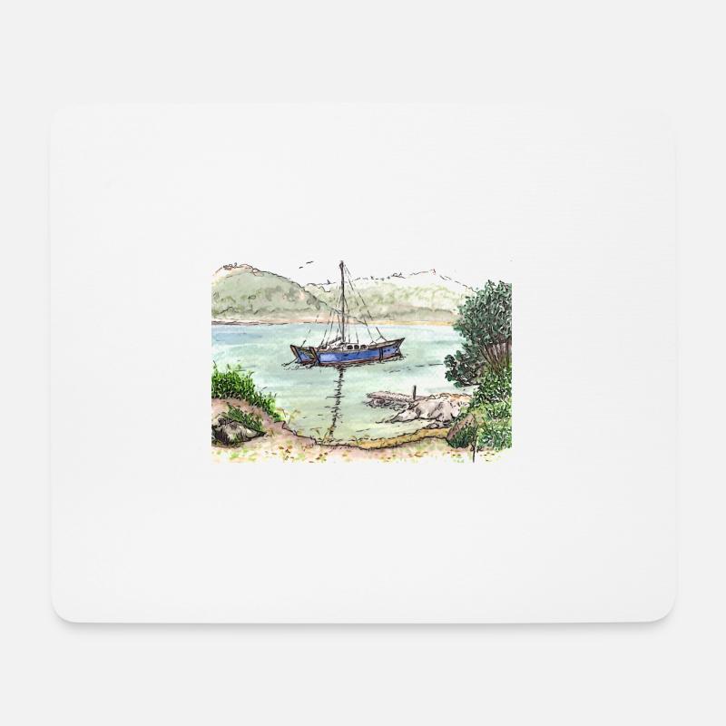 Segelboot - Mousepad (Querformat) - Weiß