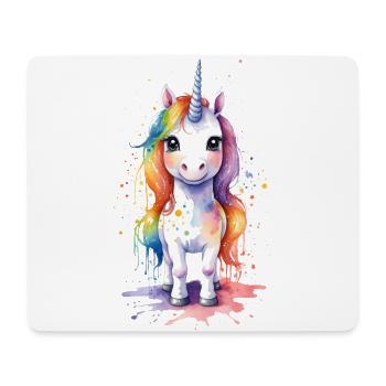 Rainbow Dreams : Aquarelle de licorne kawaii - Tapis de souris (format paysage) - blanc - Devant