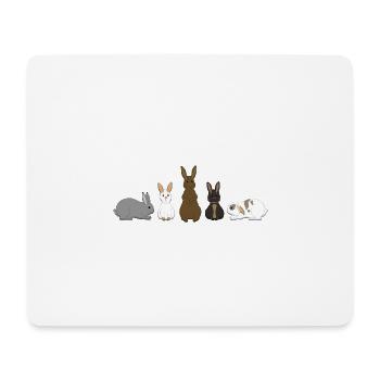 5 lapins - Tapis de souris (format paysage) - blanc - Devant