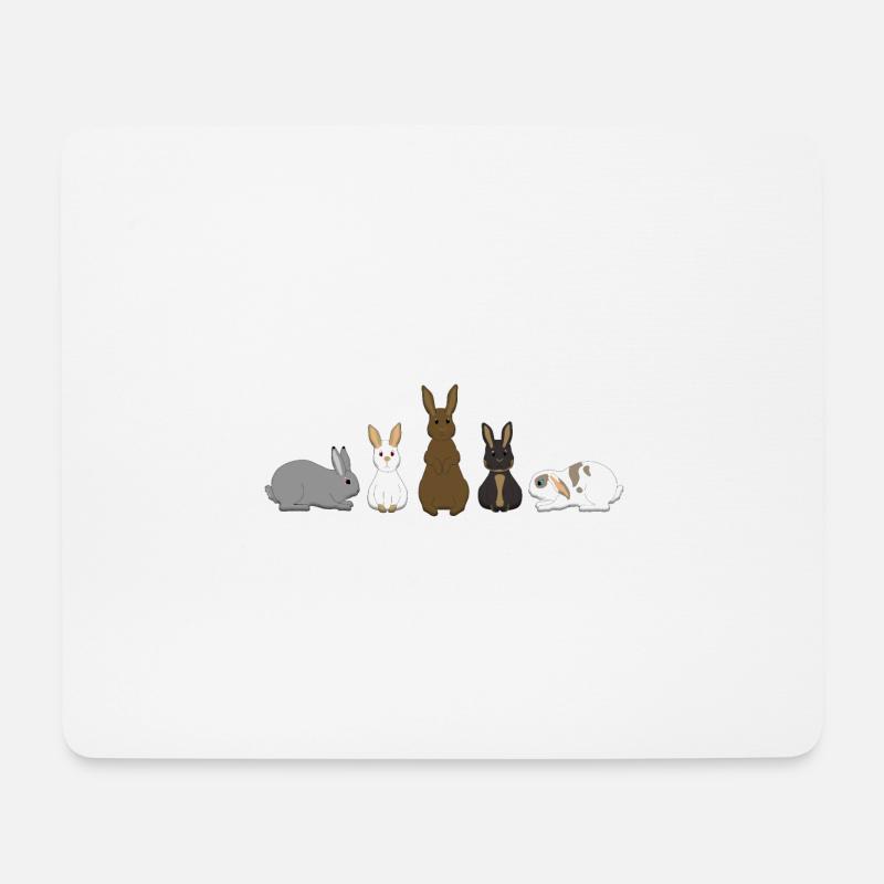 5 Kaninchen - Mousepad (Querformat) - Weiß