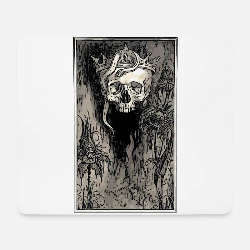 Totenkopf mit Krone und Schlange - Mousepad (Querformat) - Weiß
