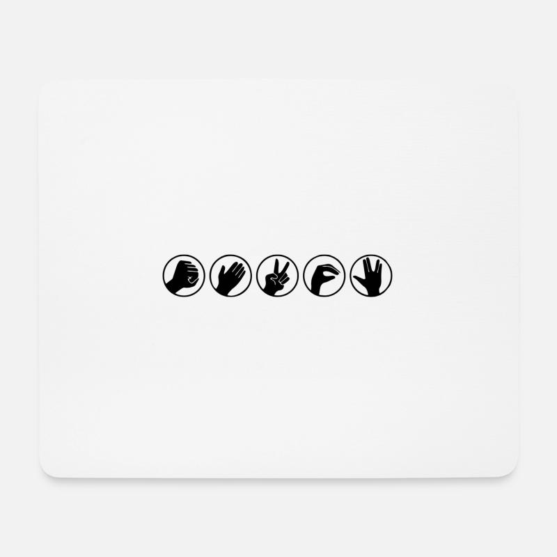 Stein Papier Schere Echse Spock Nerdy Design TBBT - Mousepad (Querformat) - Weiß