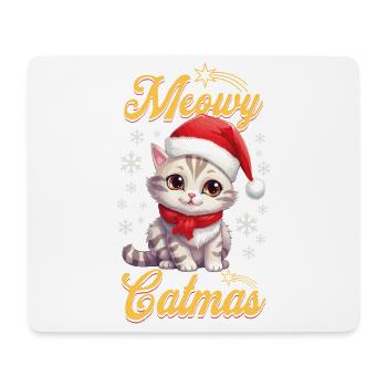 Cat Christmas Merry Meowy Catmas Ugly Cute - Mouse Pad (horizontal) - white - Front