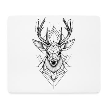 Hirsch Hirschgeweih Geometrisch Tier Wald Natur - Mousepad (Querformat) - Weiß - Vorne