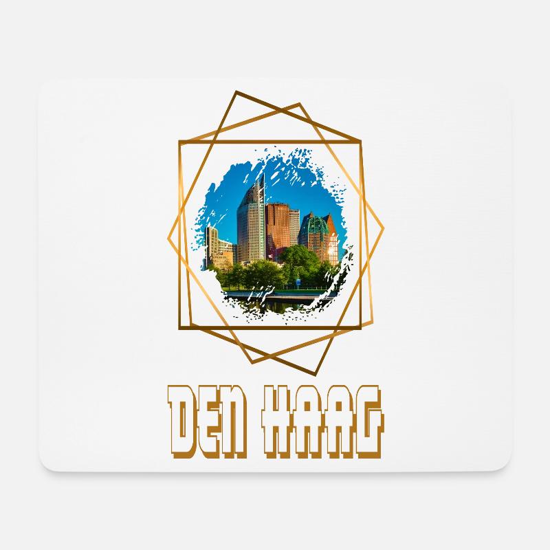 Den Haag Niederlande Holland Skyline Stadt Gold - Mousepad (Querformat) - Weiß
