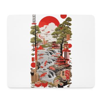 Ukiyo-E Sushi Design im Retro Vintage Stil - Mousepad (Querformat) - Weiß - Vorne