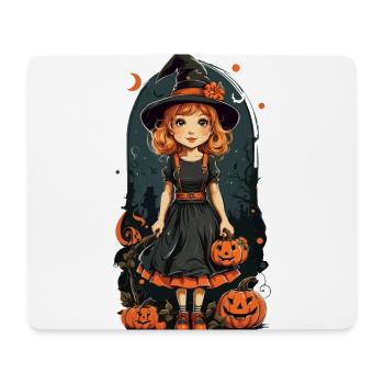 Retro Halloween Hexe Kürbis Mädchen Design - Mousepad (Querformat) - Weiß - Vorne