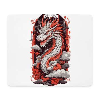 Feuer Drache Japan Ukiyo-E Otaku Kunststil - Mousepad (Querformat) - Weiß - Vorne