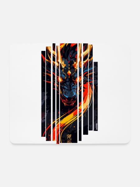 Roter Fantasy-Drache - Mousepad (Querformat) - Weiß