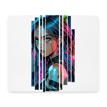 Cyber femme Urban city néon - Tapis de souris (format paysage) - blanc - Devant