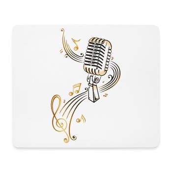 Retro Mikrofon mit Musiknoten. Microphon. Gold. - Mousepad (Querformat) - Weiß - Vorne