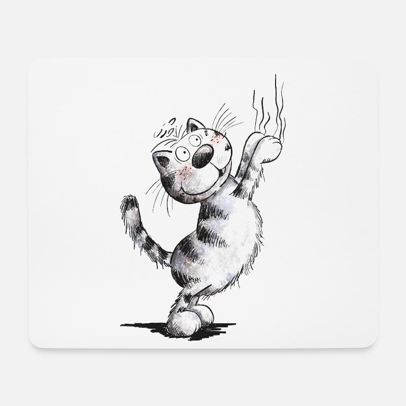 Lustige Katze Kratzt - Mousepad (Querformat) - Weiß