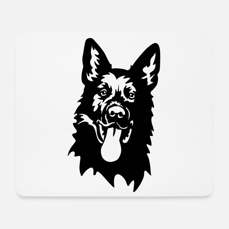 Tête de berger allemand - Tapis de souris (format paysage) - blanc