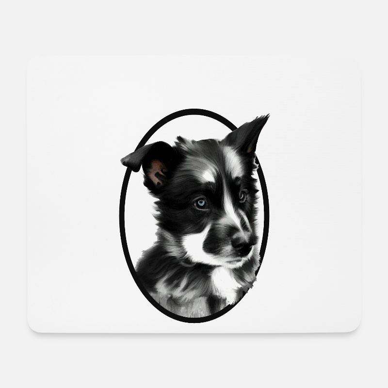 Black and white working dog-Sheep dog - Mouse Pad (horizontal) - white