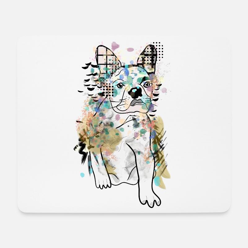 CUTE BULLDOG DRAWING - Mouse Pad (horizontal) - white