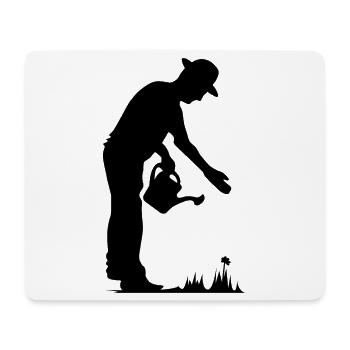 Gärtner Gießkanne Symbol Garten Hut WIese Blumen - Mousepad (Querformat) - Weiß - Vorne