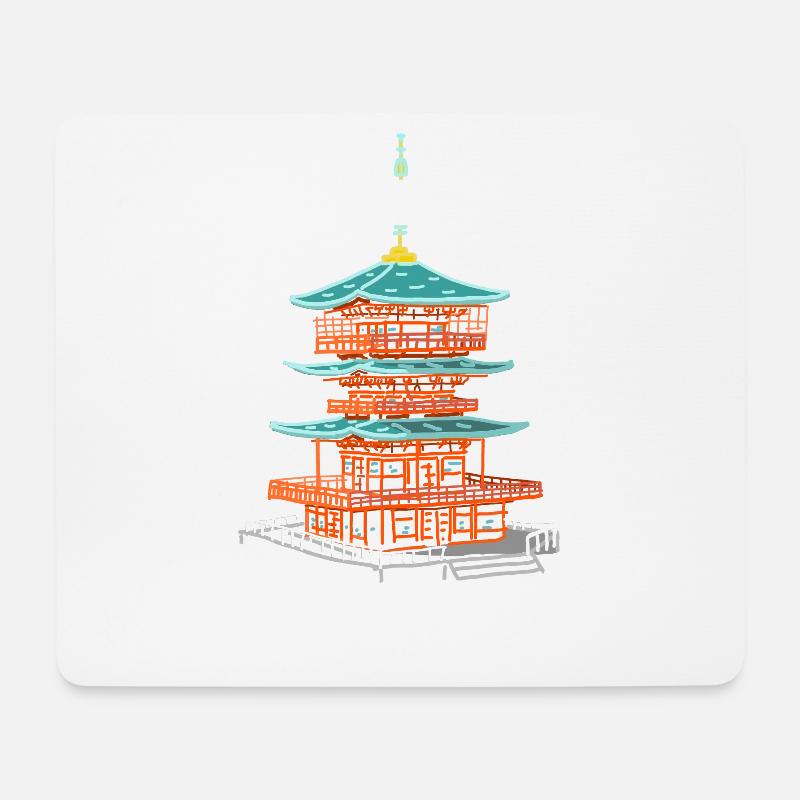 Japan, Seiganti-ji Pagode, Welterbe Zeichnung - Mousepad (Querformat) - Weiß
