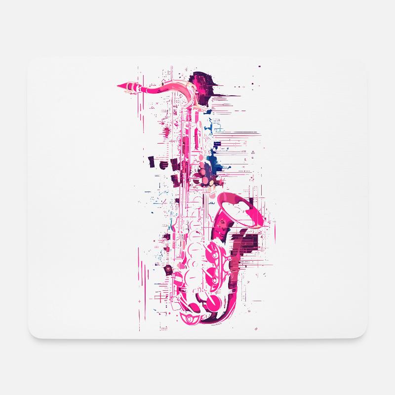 Saxophon Grafik - Mousepad (Querformat) - Weiß