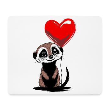 Erdmännchen Herz Luftballon - Heartful Creatures - Mousepad (Querformat) - Weiß - Vorne