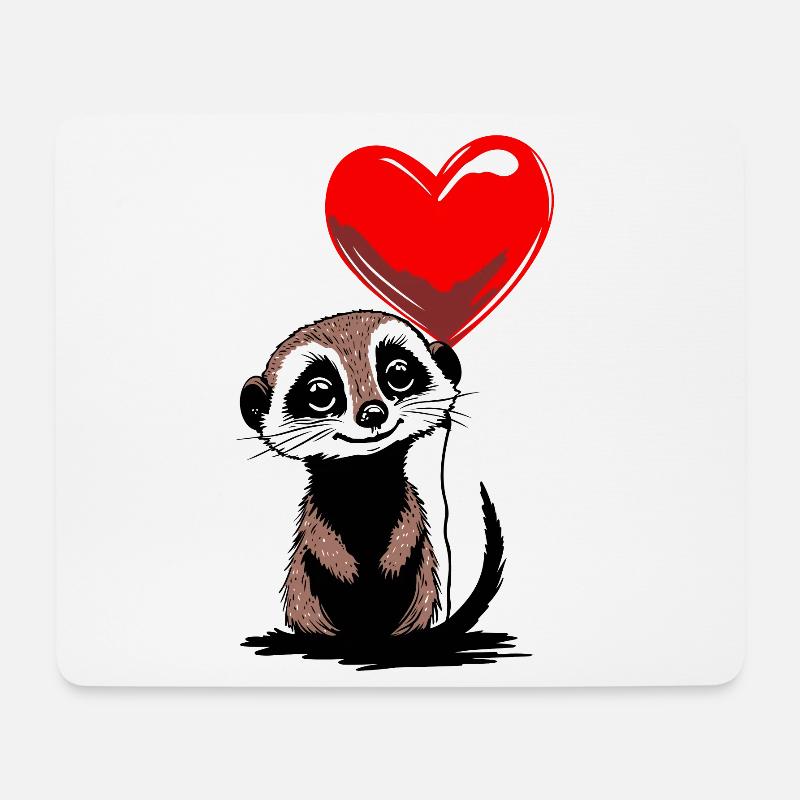 Erdmännchen Herz Luftballon - Heartful Creatures - Mousepad (Querformat) - Weiß