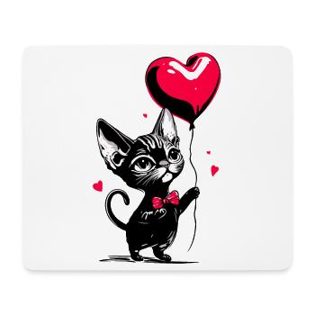 Ballon Chat Sphynx Coeur - Heartful Creatures - Tapis de souris (format paysage) - blanc - Devant
