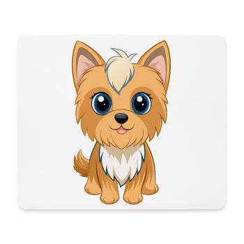 Adorable Yorkshire Puppy with Big Eyes (v02) - Mouse Pad (horizontal) - white - Front
