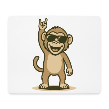 Cooler Rocker-Pavian mit Sonnenbrille - Mousepad (Querformat) - Weiß - Vorne