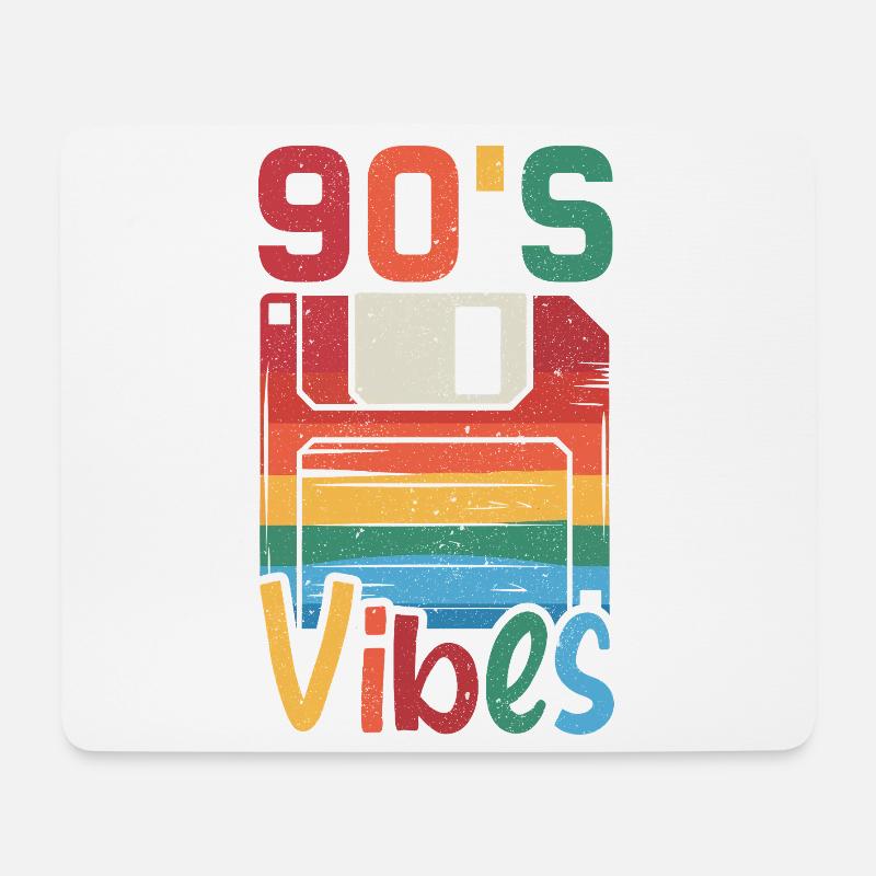 90's Vibes – Retro Design mit Vintage Floppy Disk - Mousepad (Querformat) - Weiß