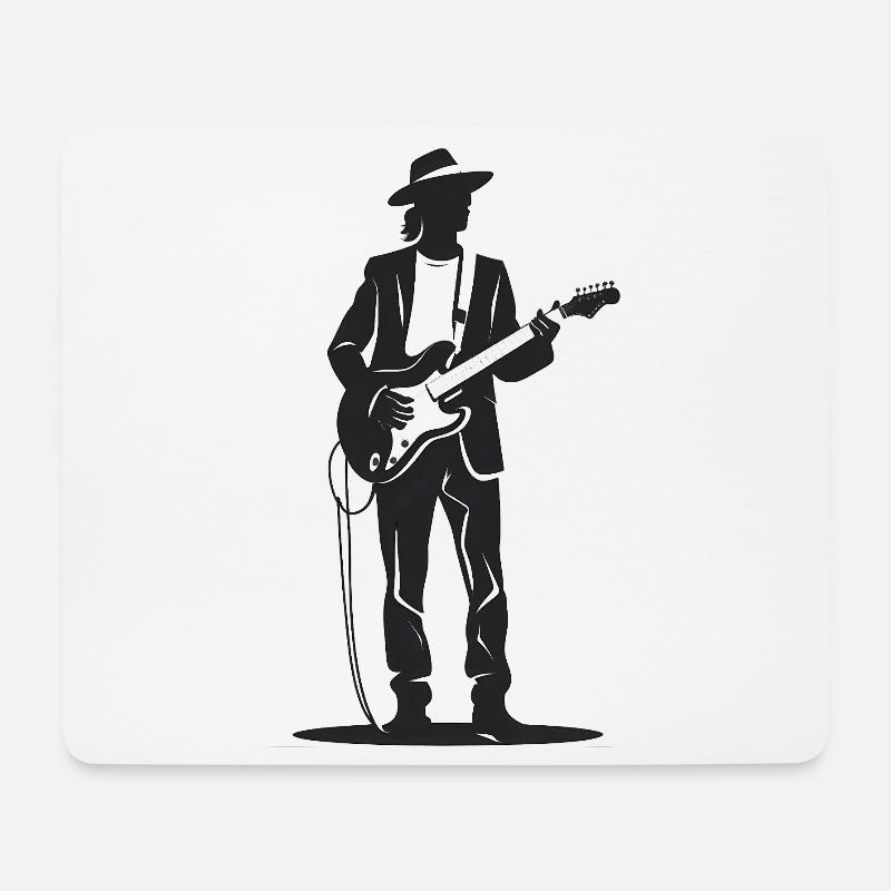 Gitarrist - Cooles Silhouette Logo - Mousepad (Querformat) - Weiß