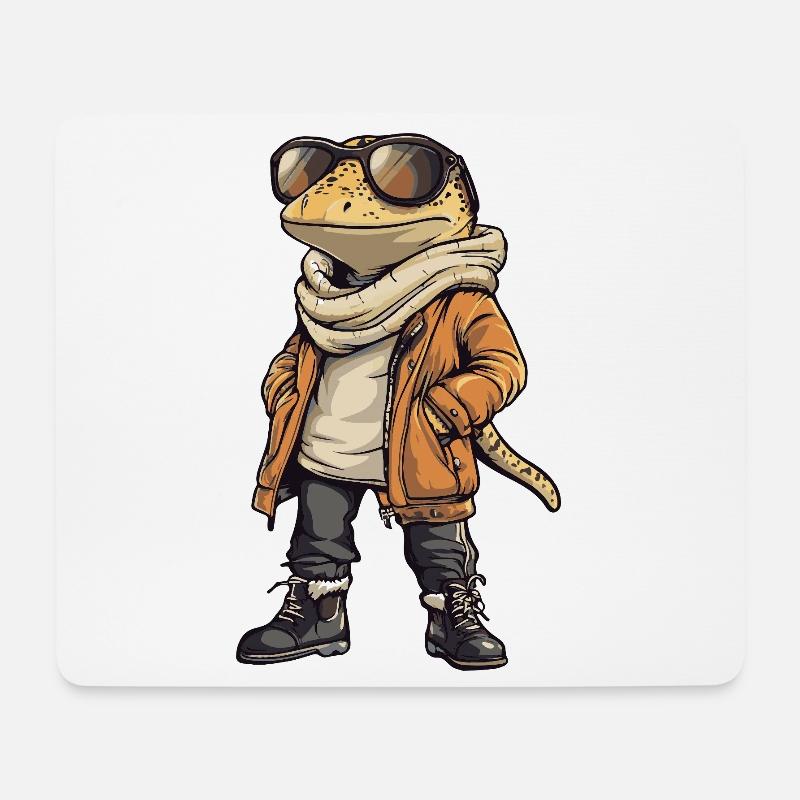 Echse Cool Winter - Mousepad (Querformat) - Weiß