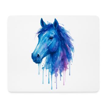 Cheval Aquarelle - Equitation - Tapis de souris (format paysage) - blanc - Devant