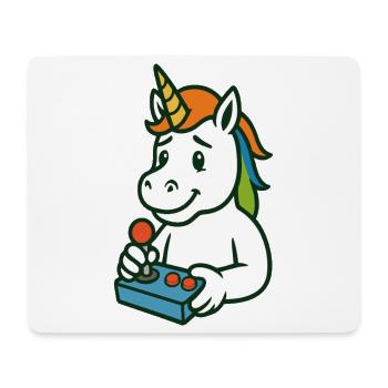 Niedliches Einhorn-Gamer-Maskottchen mit Joystick - Mousepad (Querformat) - Weiß - Vorne
