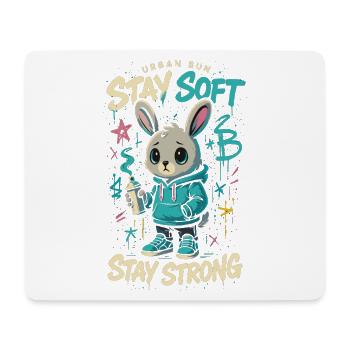Sweat à capuche lapin urbain, restez doux, restez fort - Tapis de souris (format paysage) - blanc - Devant