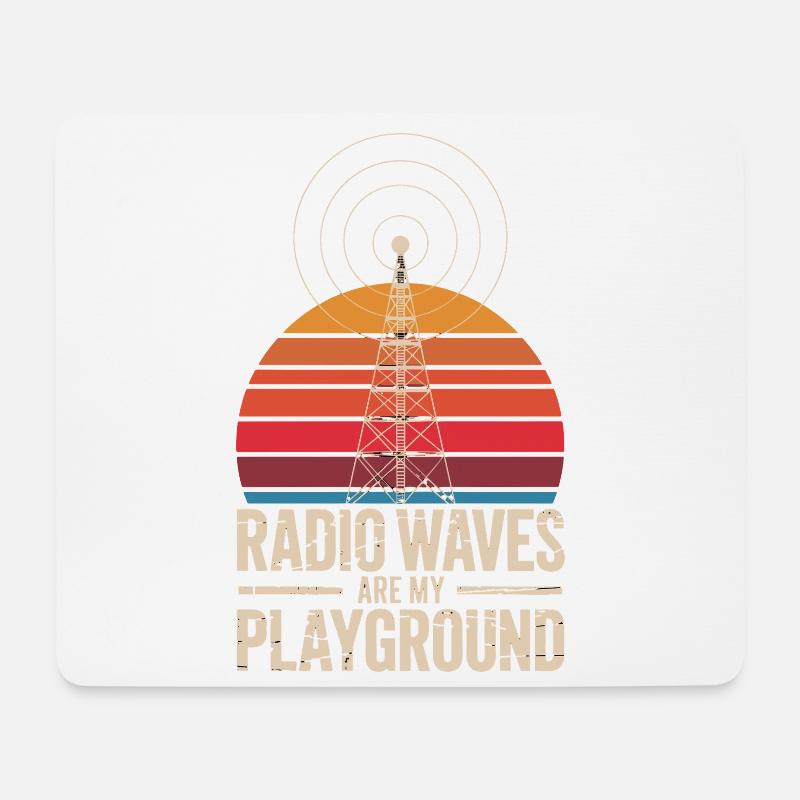 Radio Waves Are My Playground Retro Amateurfunk - Mousepad (Querformat) - Weiß