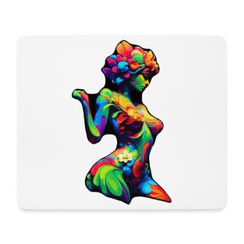 Bunte Flora-Silhouette - Mousepad (Querformat) - Weiß - Vorne