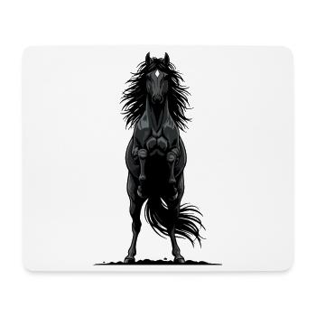 Cheval Noir de Face Cabré Puissance Équestre - Tapis de souris (format paysage) - blanc - Devant